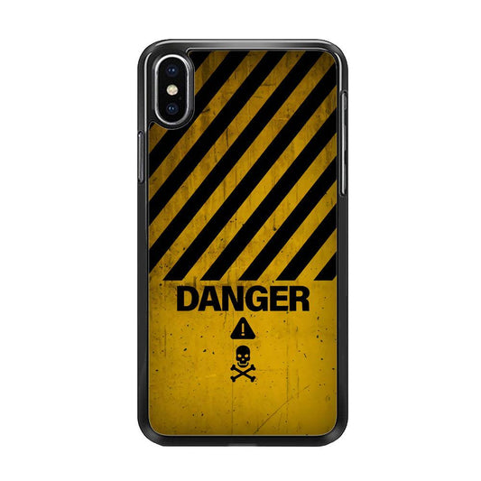 Danger Far Away From My Phone iPhone XS Case-Rubber Black (2D Case)-Oxvistore