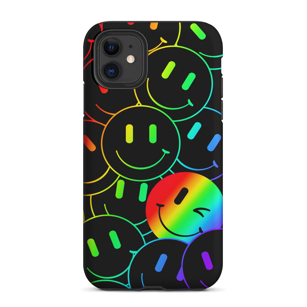 Dark Rainbow Smiley Face 2 in 1 Tough Phone Case