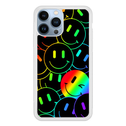 Dark Rainbow Smiley Face 2D Rubber Phone Case