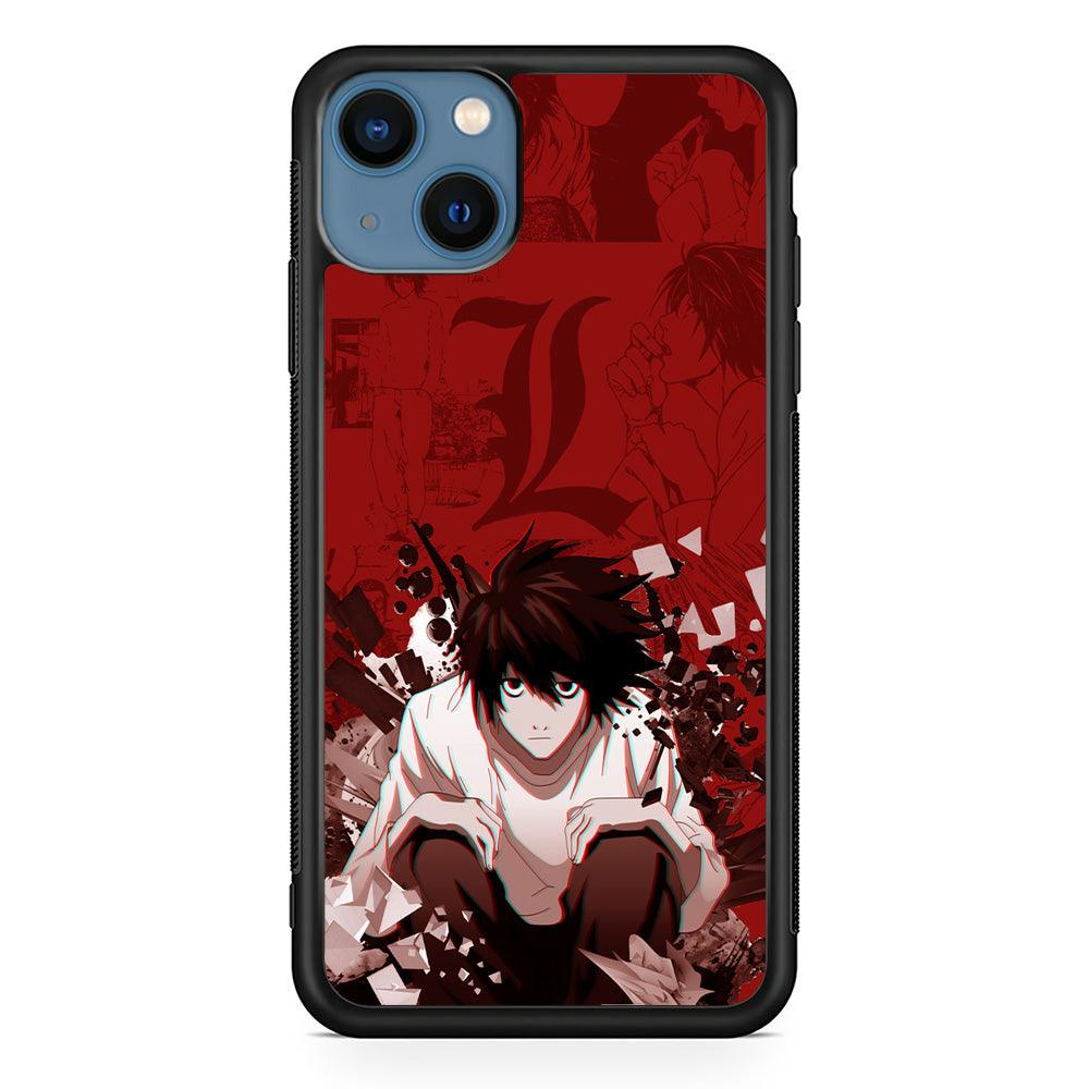 Death Note Stare of L iPhone 15 Case-Rubber Black (2D Case)-Oxvistore
