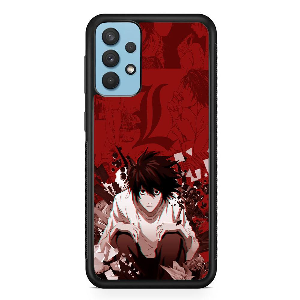 Death Note Stare of L Samsung Galaxy A32 Case-Rubber Black (2D Case)-Oxvistore