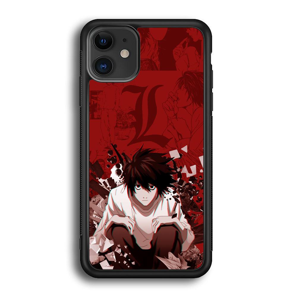 Death Note Stare of L iPhone 11 Case-Rubber Black (2D Case)-Oxvistore