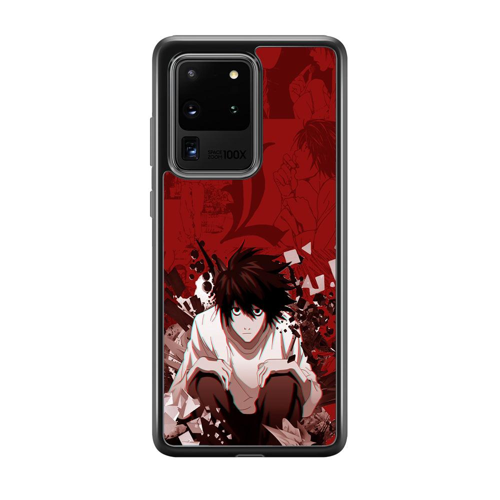 Death Note Stare of L Samsung Galaxy S20 Ultra Case-Rubber Black (2D Case)-Oxvistore