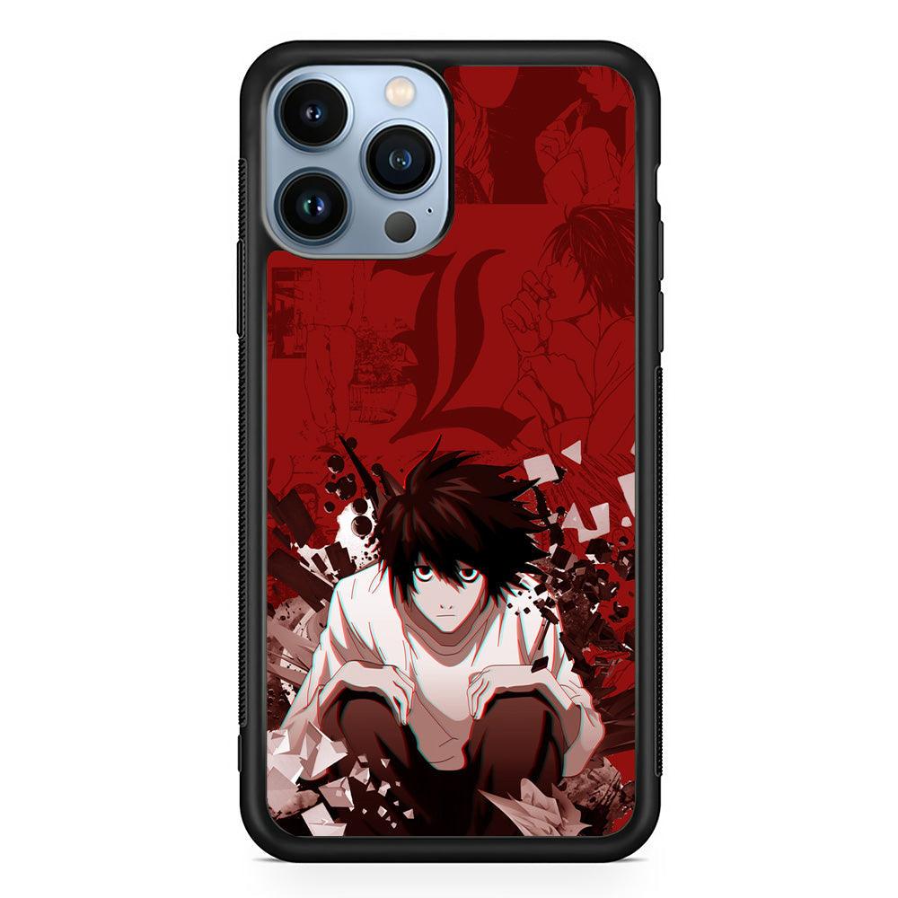 Death Note Stare of L iPhone 13 Pro Max Case-Rubber Black (2D Case)-Oxvistore