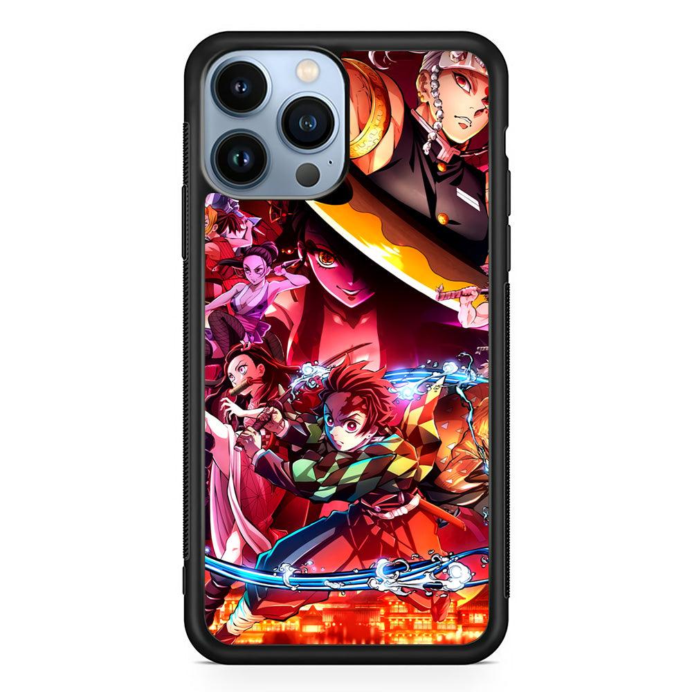 Demon Slayer Blades of Liberty iPhone 14 Pro Case-Rubber Black (2D Case)-Oxvistore
