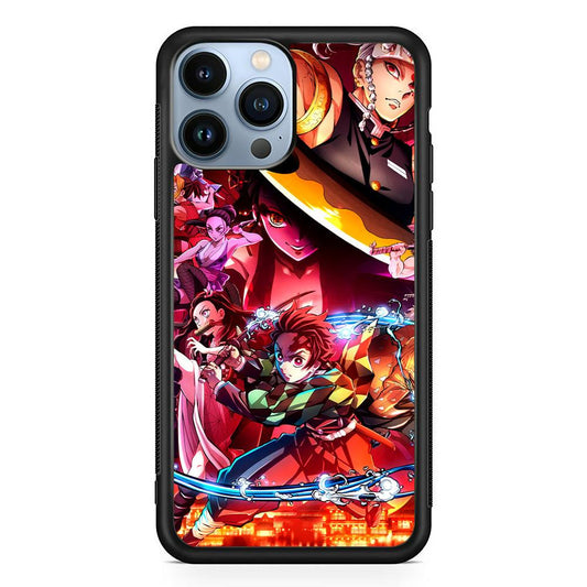 Demon Slayer Blades of Liberty iPhone 14 Pro Case-Rubber Black (2D Case)-Oxvistore