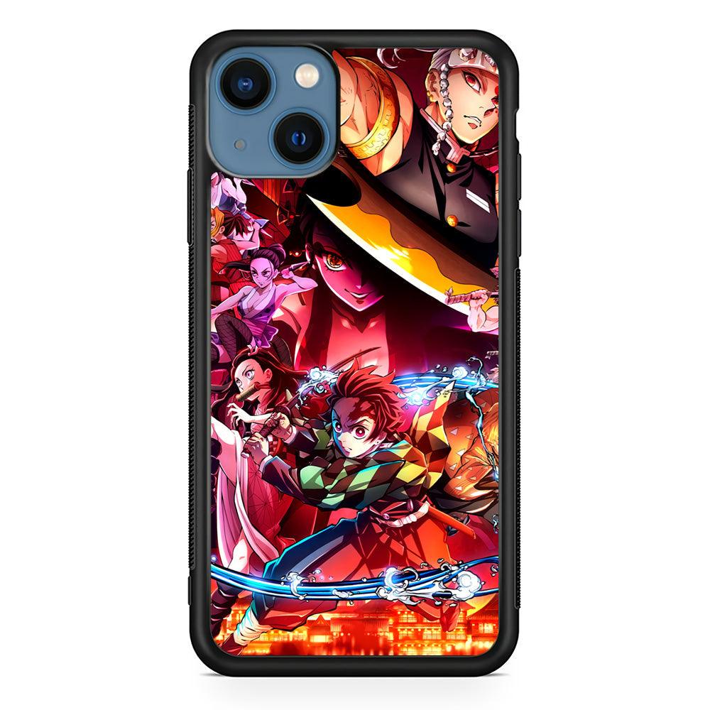 Demon Slayer Blades of Liberty iPhone 13 Case-Rubber Black (2D Case)-Oxvistore