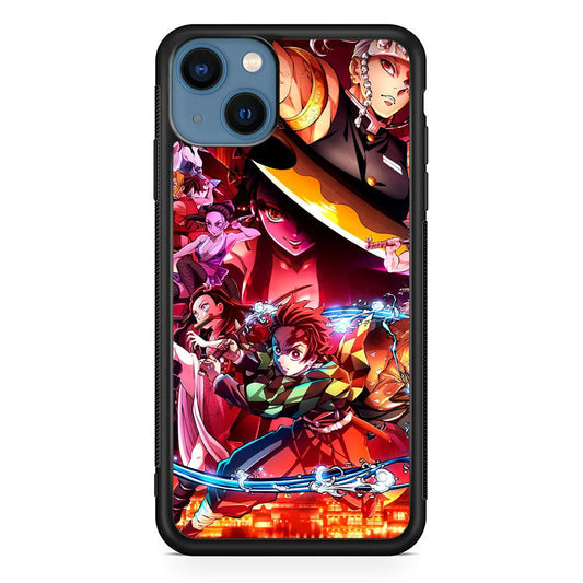 Demon Slayer Blades of Liberty iPhone 14 Case-Rubber Black (2D Case)-Oxvistore