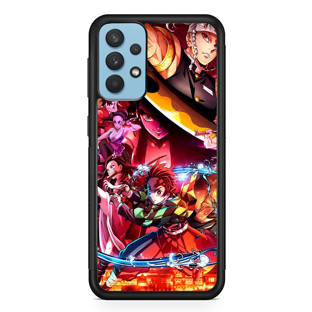 Demon Slayer Blades of Liberty Samsung Galaxy A32 Case-Rubber Black (2D Case)-Oxvistore
