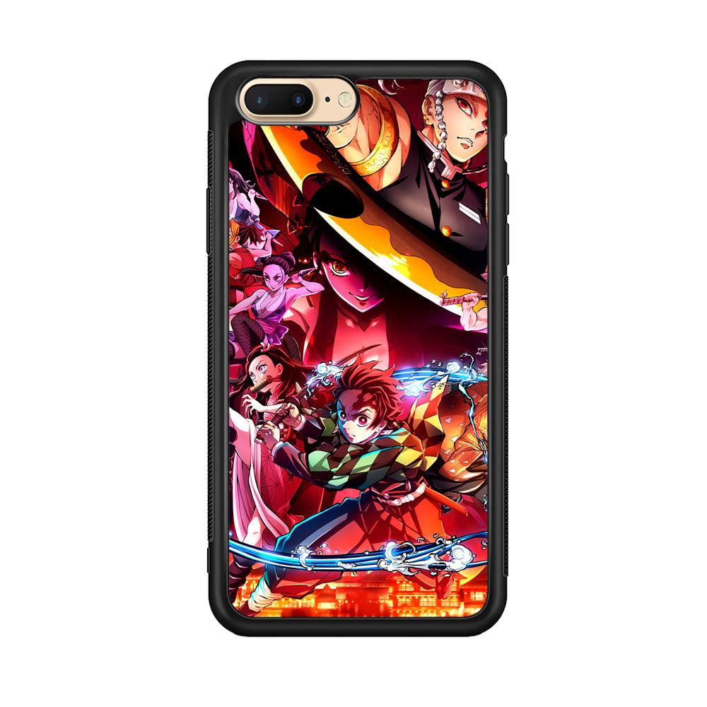 Demon Slayer Blades of Liberty iPhone 8 Plus Case-Rubber Black (2D Case)-Oxvistore