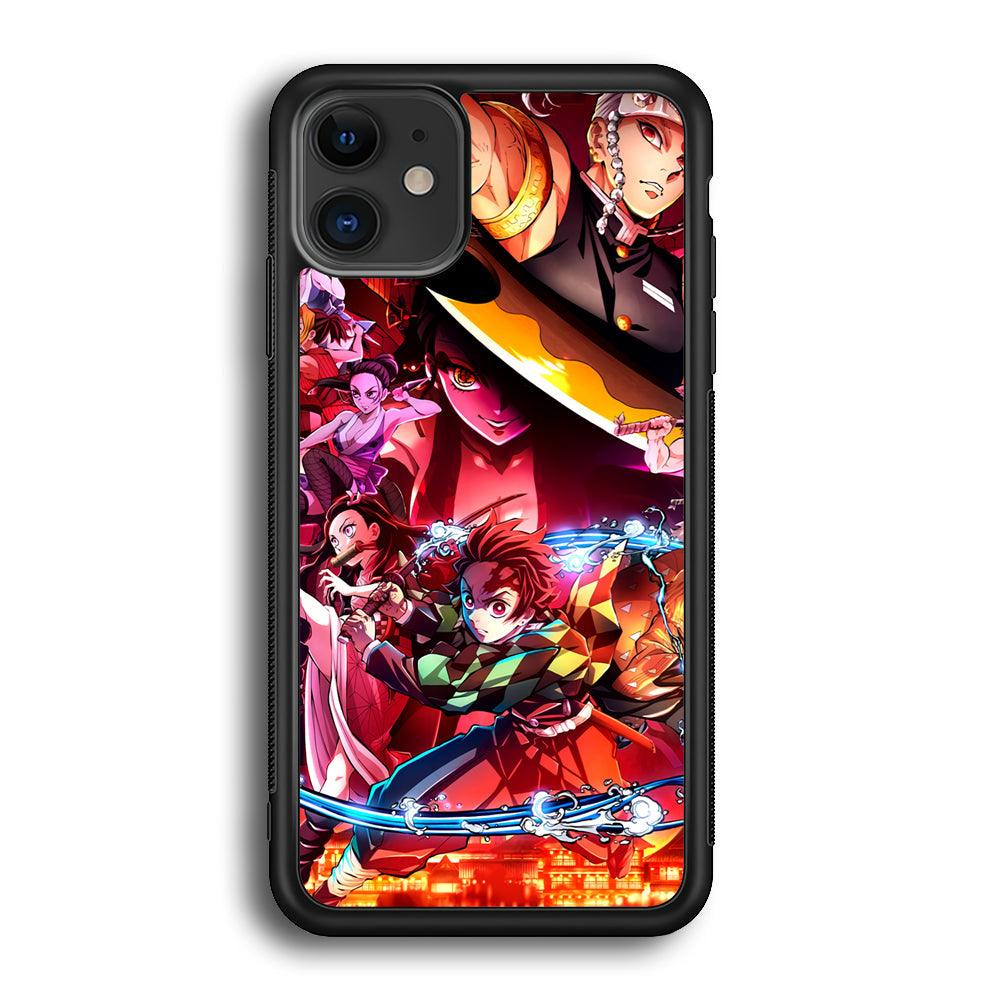 Demon Slayer Blades of Liberty iPhone 12 Case-Rubber Black (2D Case)-Oxvistore