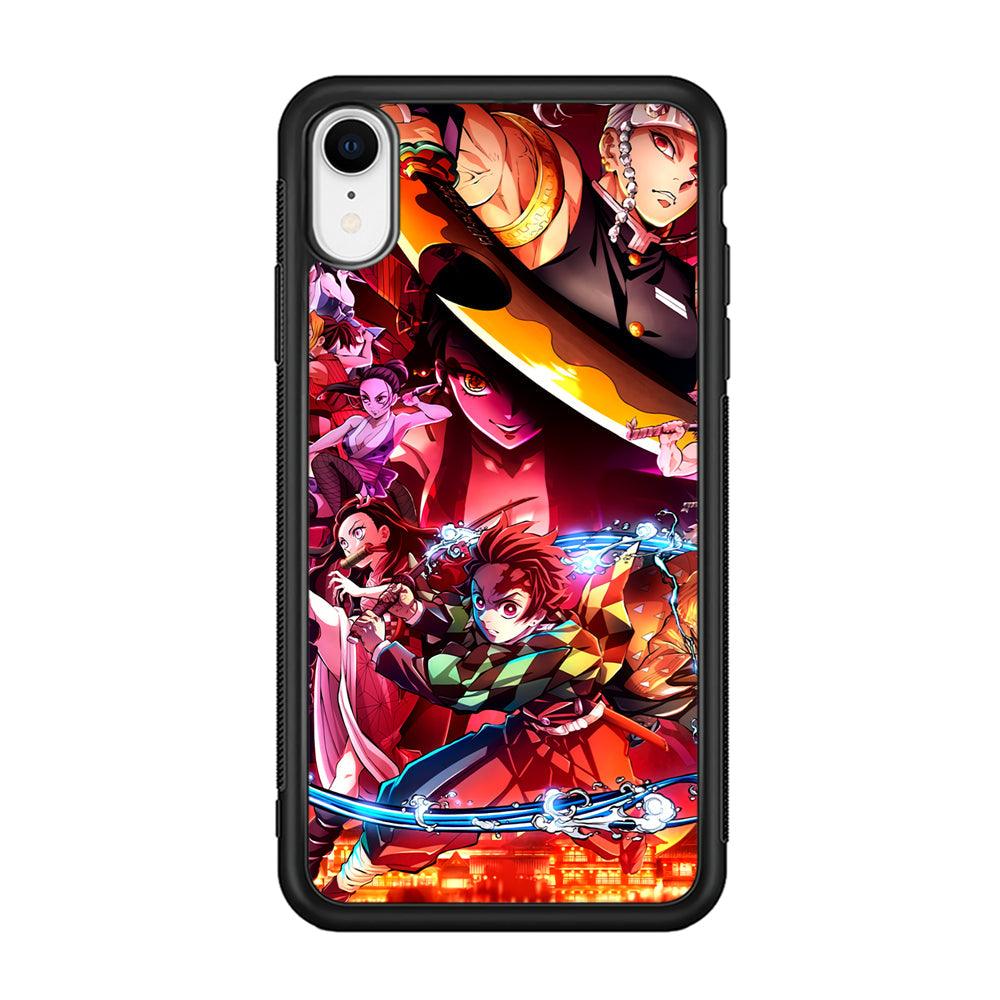 Demon Slayer Blades of Liberty iPhone XR Case-Rubber Black (2D Case)-Oxvistore