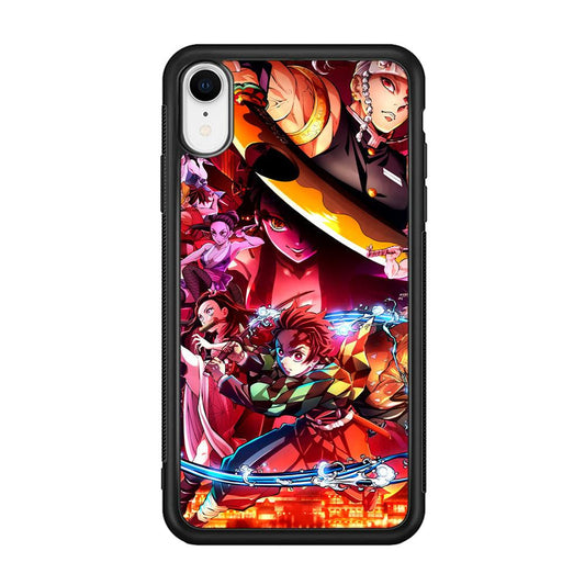 Demon Slayer Blades of Liberty iPhone XR Case-Rubber Black (2D Case)-Oxvistore