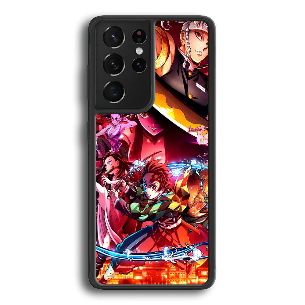 Demon Slayer Blades of Liberty Samsung Galaxy S24 Ultra Case-Rubber Black (2D Case)-Oxvistore