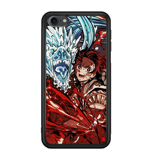Demon Slayer Fire on The Ice iPod Touch 6 Case-Rubber Black (2D Case)-Oxvistore