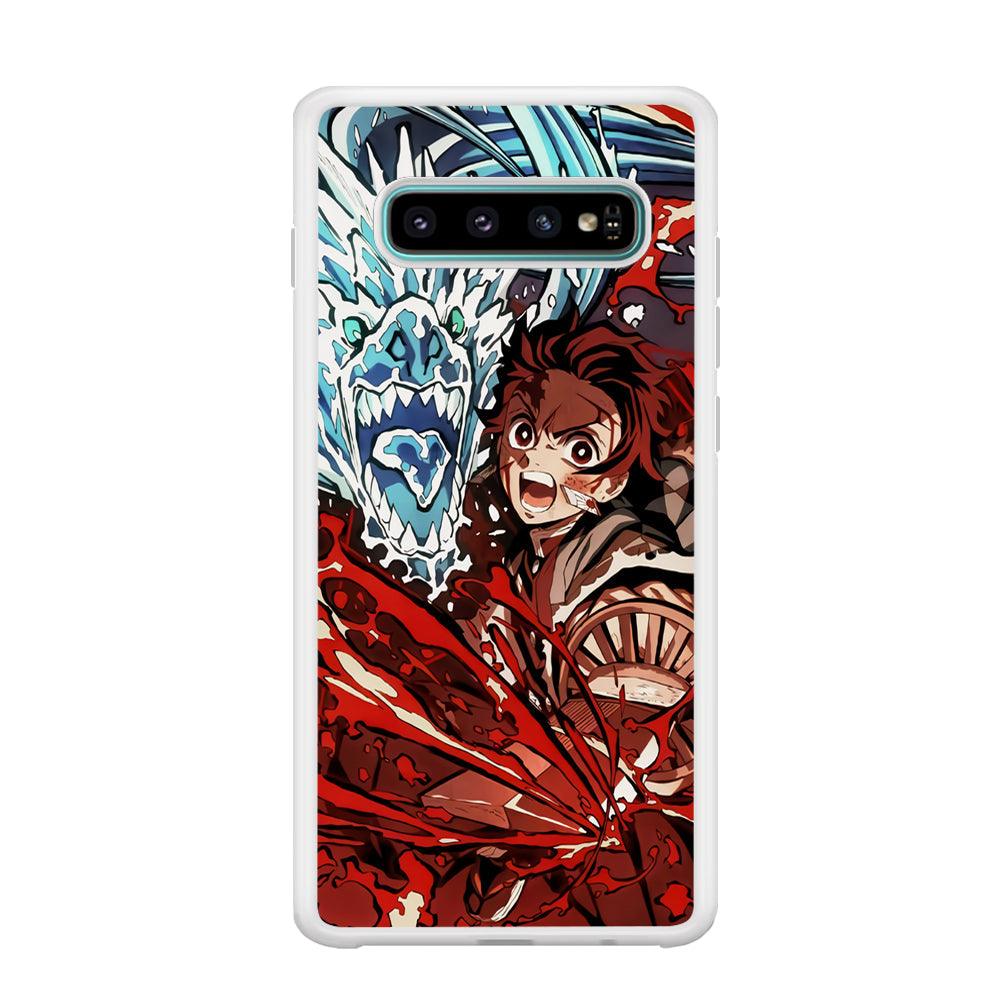 Demon Slayer Fire on The Ice Samsung Galaxy S10 Plus Case-Oxvistore