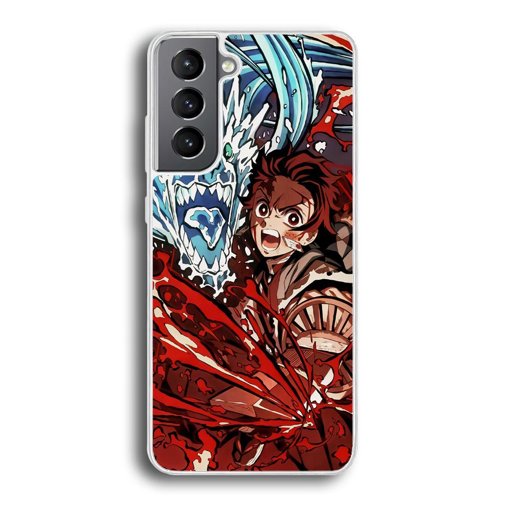 Demon Slayer Fire on The Ice Samsung Galaxy S21 Plus Case-Oxvistore