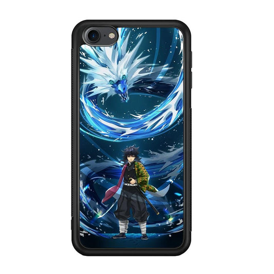 Demon Slayer Giyuu Dragon of Water iPod Touch 6 Case-Rubber Black (2D Case)-Oxvistore