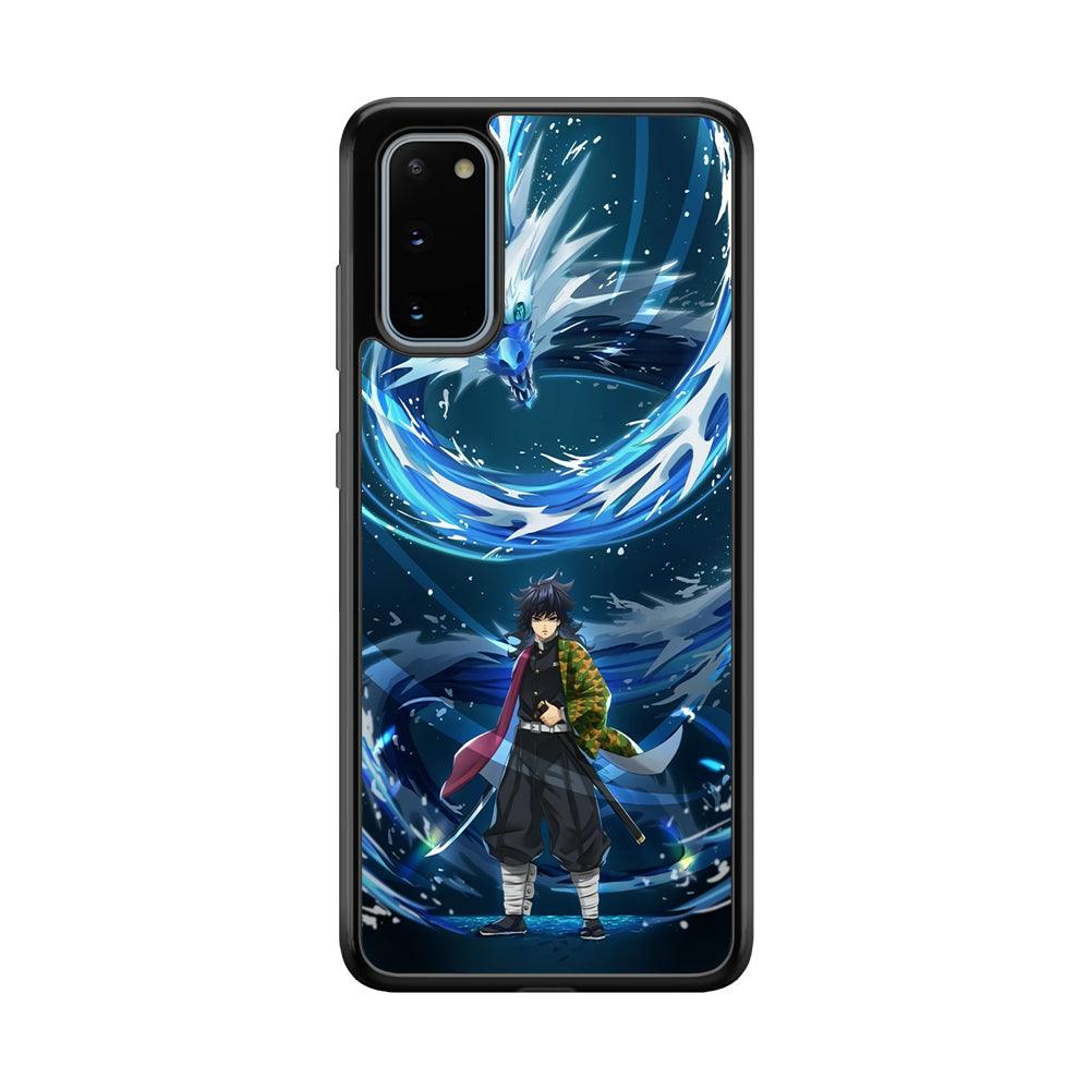 Demon Slayer Giyuu Dragon of Water Samsung Galaxy S20 Case-Rubber Black (2D Case)-Oxvistore