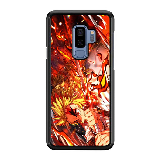 Demon Slayer Red Fire By Rengoku Samsung Galaxy S9 Plus Case-Rubber Black (2D Case)-Oxvistore