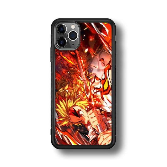 Demon Slayer Red Fire By Rengoku iPhone 11 Pro Max Case-Rubber Black (2D Case)-Oxvistore