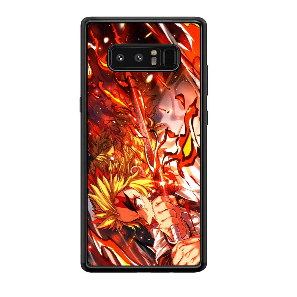 Demon Slayer Red Fire By Rengoku Samsung Galaxy Note 8 Case-Rubber Black (2D Case)-Oxvistore