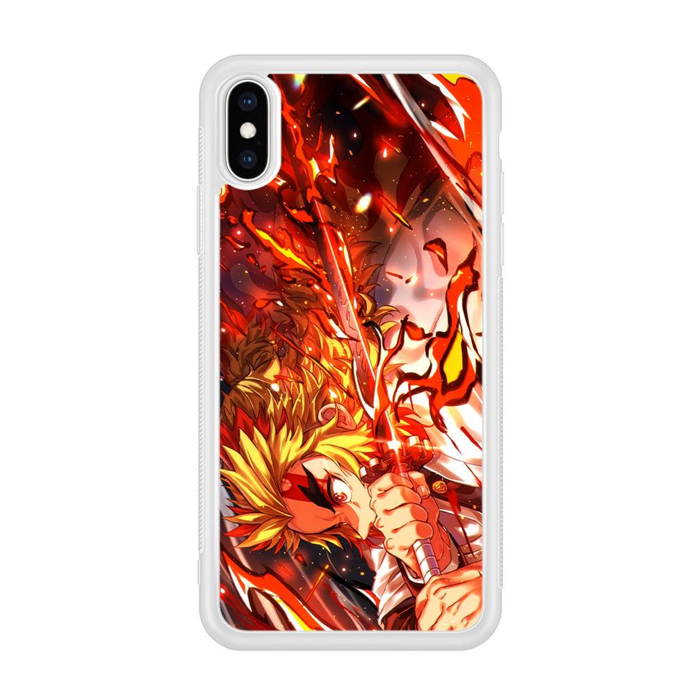 Demon Slayer Red Fire By Rengoku iPhone X Case-Oxvistore