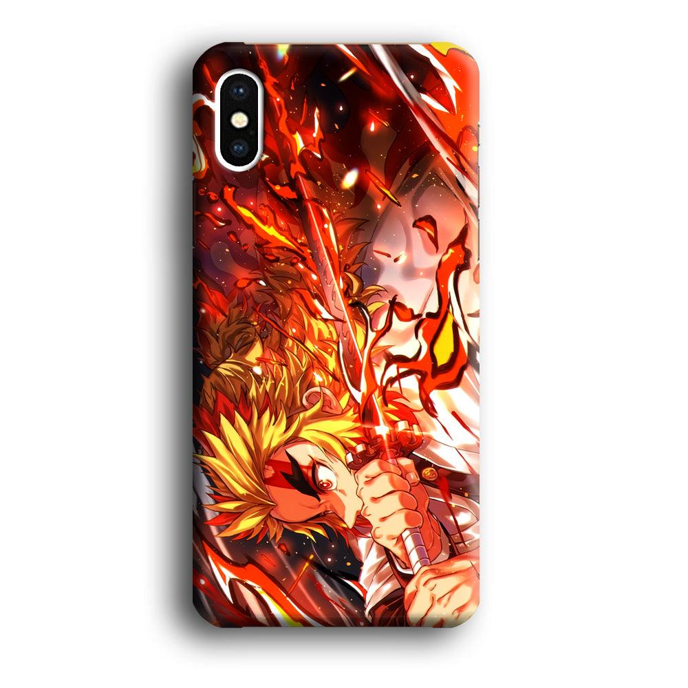 Demon Slayer Red Fire By Rengoku iPhone X Case-Oxvistore