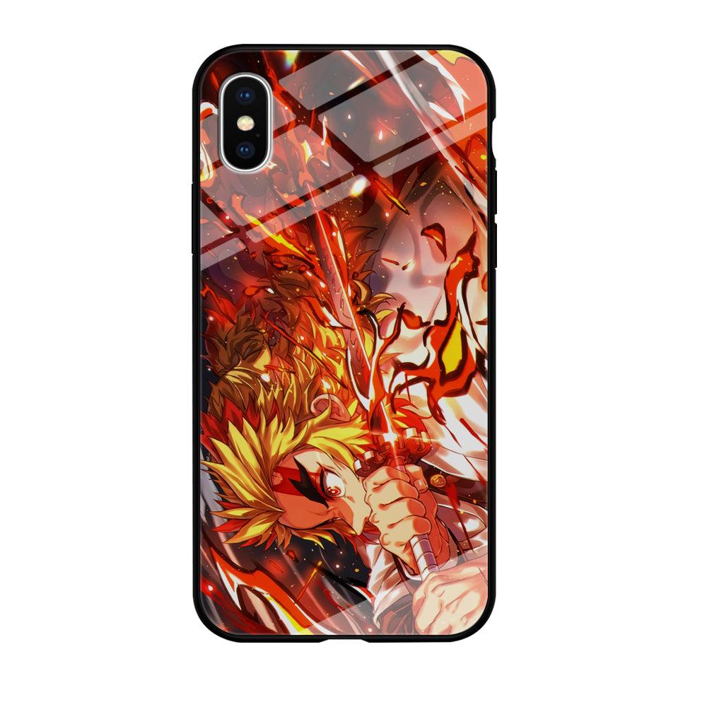 Demon Slayer Red Fire By Rengoku iPhone X Case-Oxvistore