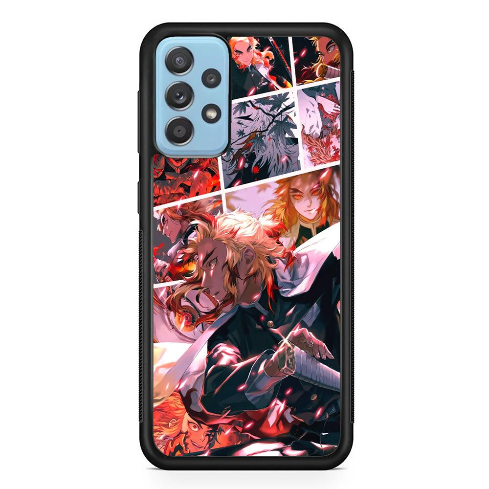 Demon Slayer Spirit of Rengoku Samsung Galaxy A72 Case-Rubber Black (2D Case)-Oxvistore