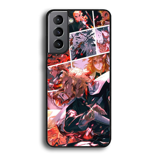 Demon Slayer Spirit of Rengoku Samsung Galaxy S23 Case-Rubber Black (2D Case)-Oxvistore