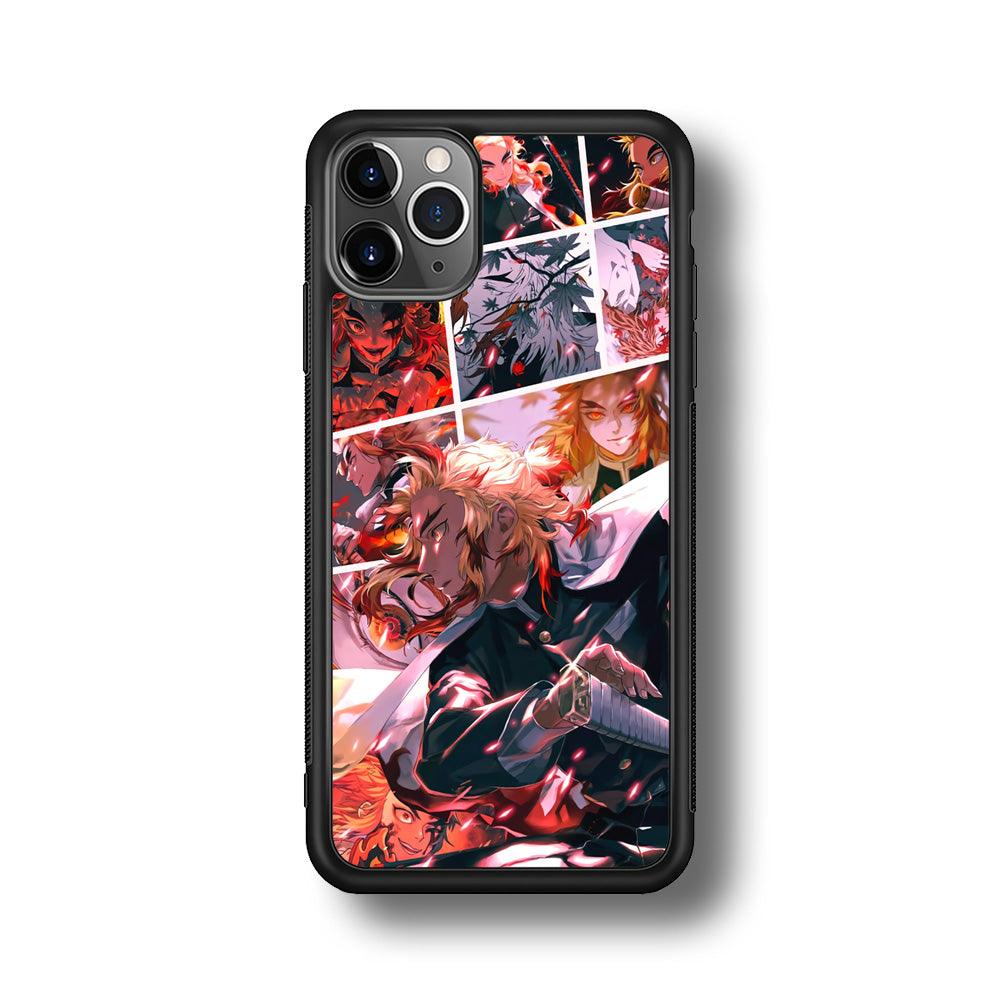 Demon Slayer Spirit of Rengoku iPhone 11 Pro Max Case-Rubber Black (2D Case)-Oxvistore