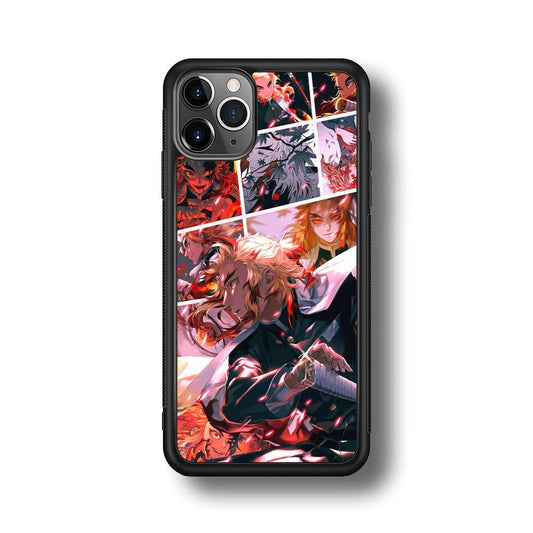 Demon Slayer Spirit of Rengoku iPhone 11 Pro Max Case-Rubber Black (2D Case)-Oxvistore
