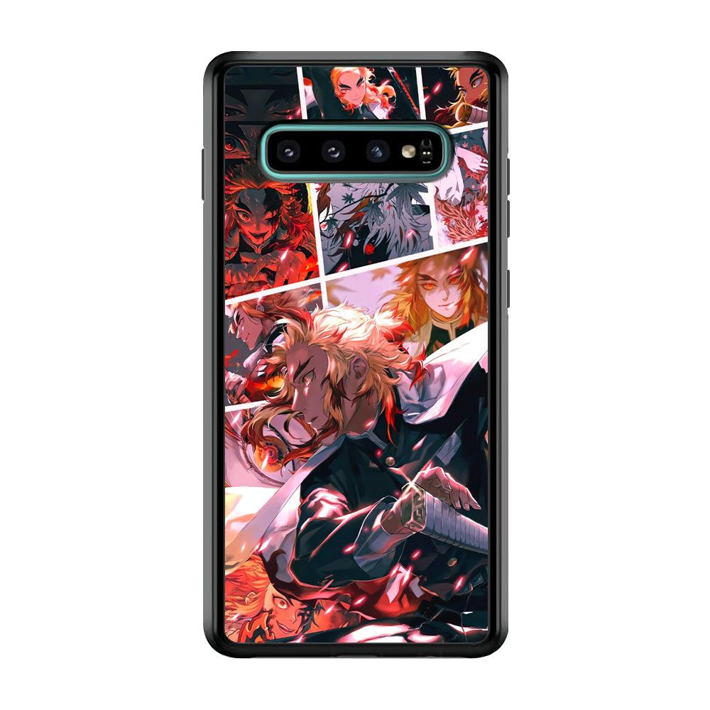Demon Slayer Spirit of Rengoku Samsung Galaxy S10 Case-Rubber Black (2D Case)-Oxvistore