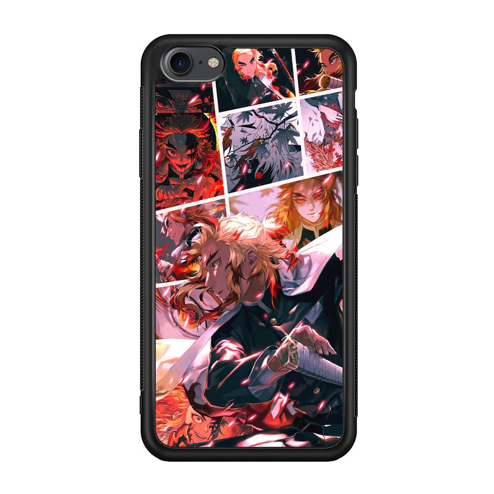 Demon Slayer Spirit of Rengoku iPhone 8 Case-Rubber Black (2D Case)-Oxvistore