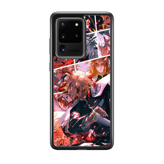 Demon Slayer Spirit of Rengoku Samsung Galaxy S20 Ultra Case-Rubber Black (2D Case)-Oxvistore
