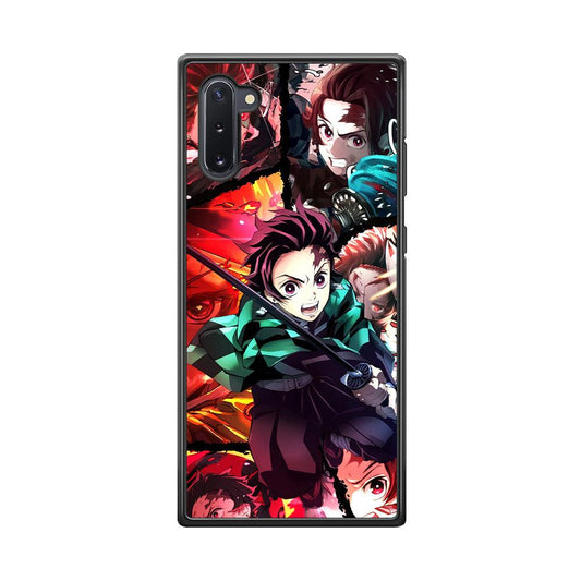Demon Slayer Tanjiro Look of Struggle Samsung Galaxy Note 10 Case-Rubber Black (2D Case)-Oxvistore