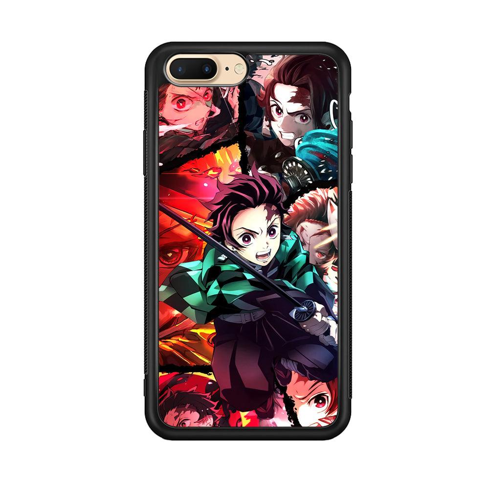 Demon Slayer Tanjiro Look of Struggle iPhone 8 Plus Case-Oxvistore