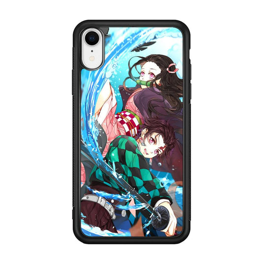Demon Slayer The Siblings iPhone XR Case-Rubber Black (2D Case)-Oxvistore