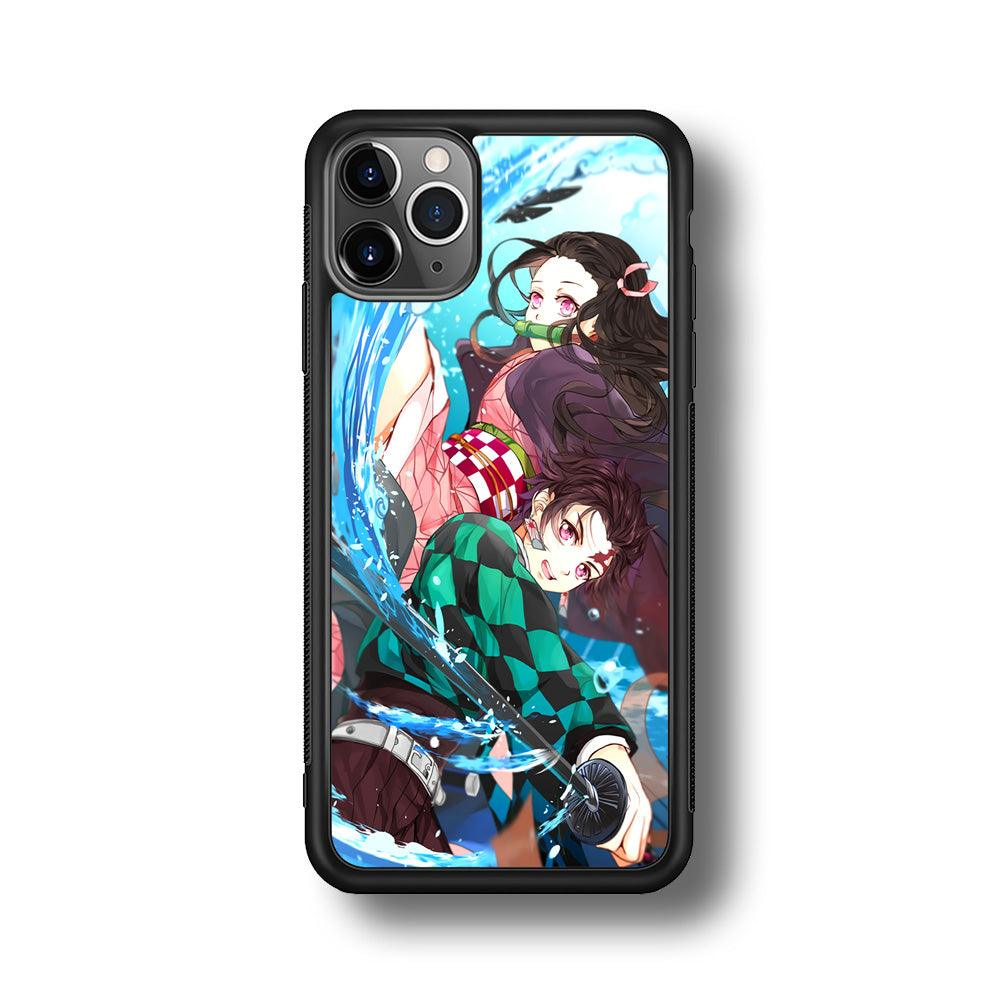 Demon Slayer The Siblings iPhone 11 Pro Max Case-Rubber Black (2D Case)-Oxvistore