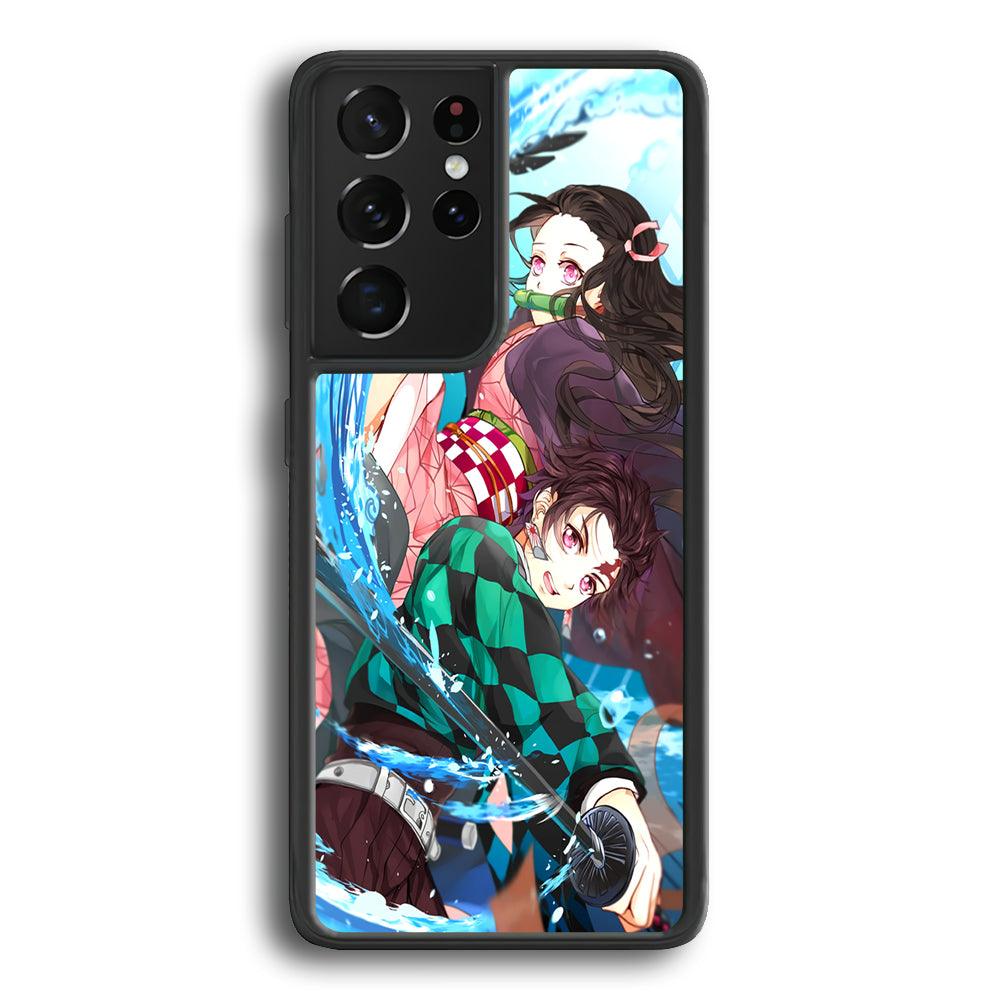 Demon Slayer The Siblings Samsung Galaxy S24 Ultra Case-Rubber Black (2D Case)-Oxvistore