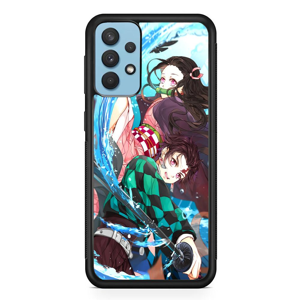 Demon Slayer The Siblings Samsung Galaxy A32 Case-Rubber Black (2D Case)-Oxvistore