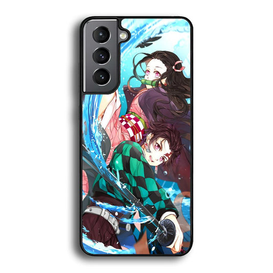 Demon Slayer The Siblings Samsung Galaxy S21 Case-Rubber Black (2D Case)-Oxvistore