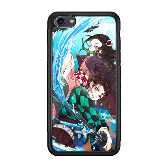 Demon Slayer The Siblings iPhone 7 Case-Rubber Black (2D Case)-Oxvistore