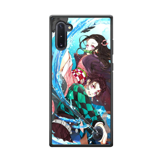 Demon Slayer The Siblings Samsung Galaxy Note 10 Case-Rubber Black (2D Case)-Oxvistore