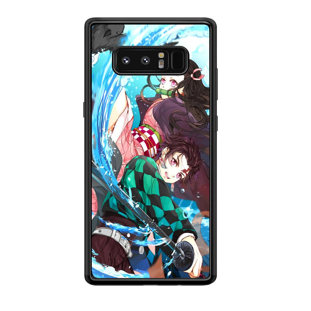 Demon Slayer The Siblings Samsung Galaxy Note 8 Case-Rubber Black (2D Case)-Oxvistore