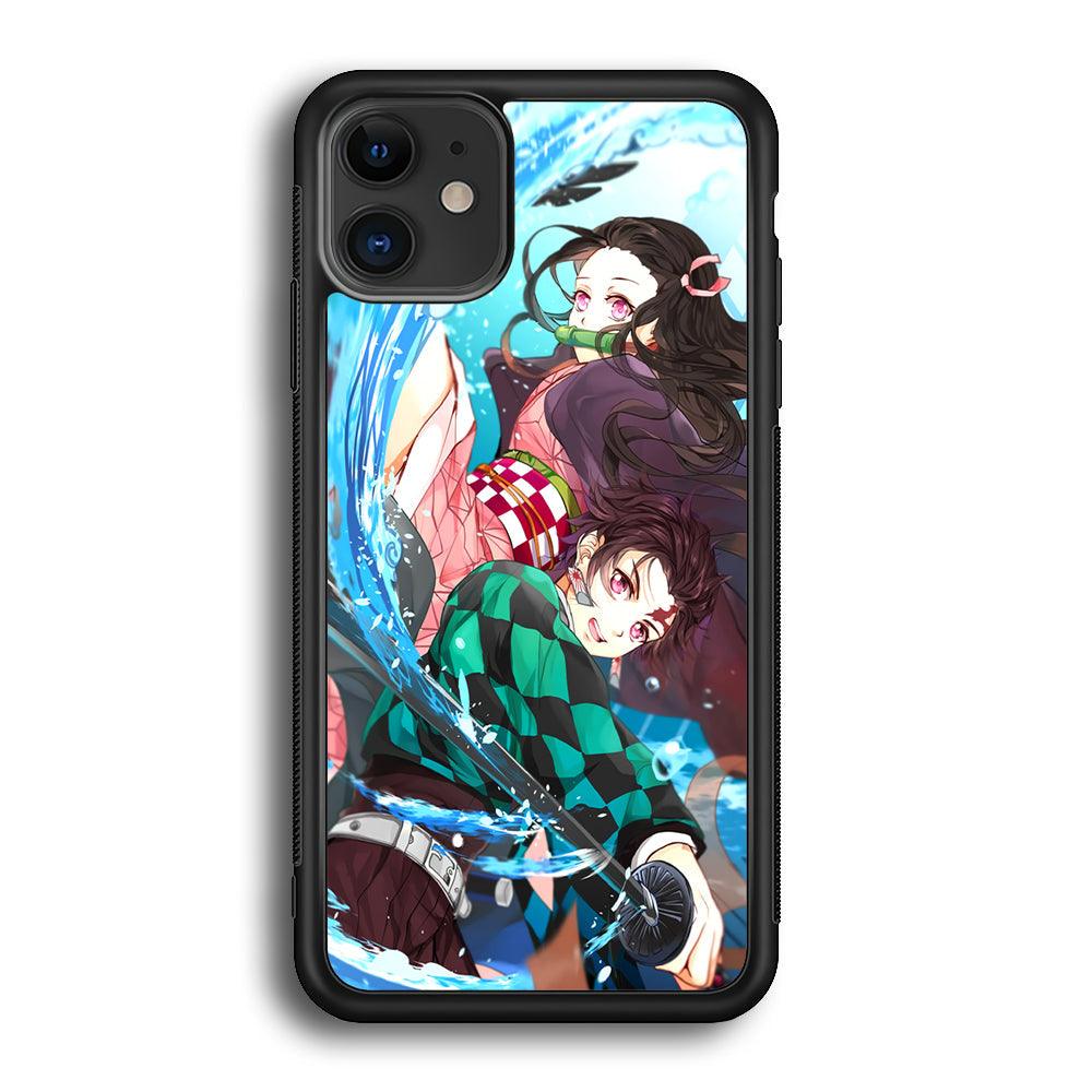 Demon Slayer The Siblings iPhone 12 Case-Rubber Black (2D Case)-Oxvistore