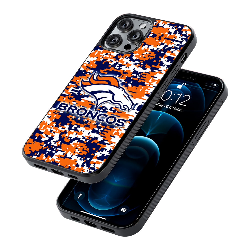 Denver Broncos Pixels 2D Rubber Phone Case