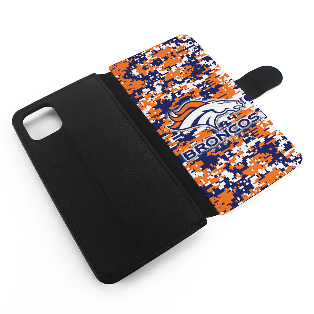 Denver Broncos Pixels Flip Wallet Phone Case