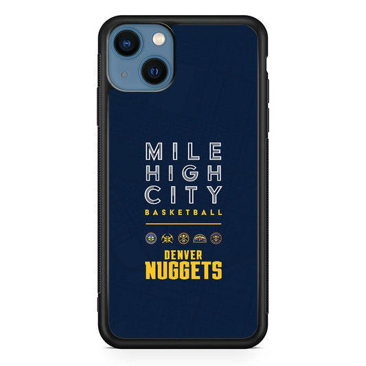 Denver Nuggets The Mile High City iPhone 14 Case-Rubber Black (2D Case)-Oxvistore